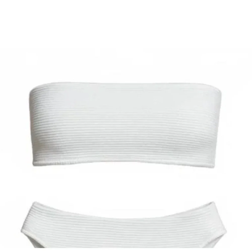 Rumer the Label Cassidy Bandeau‎ Bikini Top White Ribbed Textured NWT